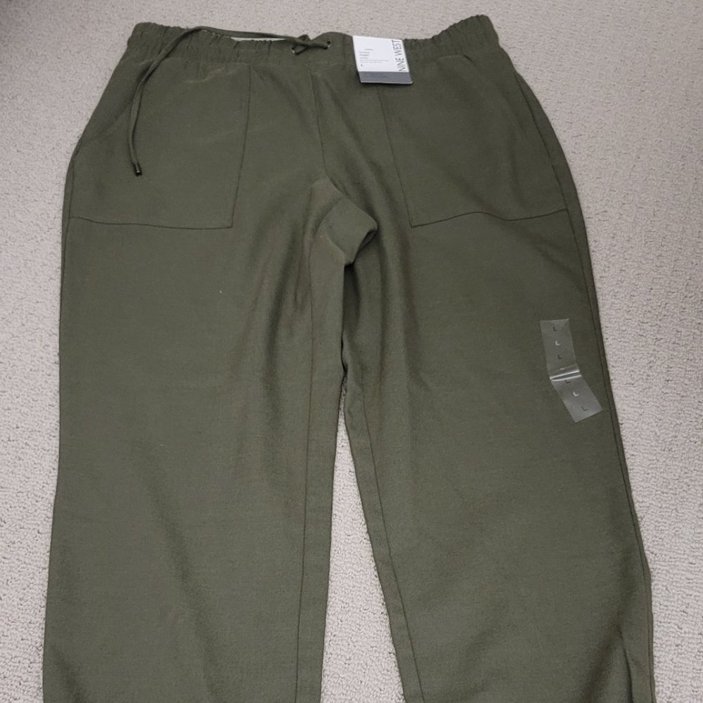 NEW Nine West Active Women's Jogger Pants Olive Green Pull On Size Large